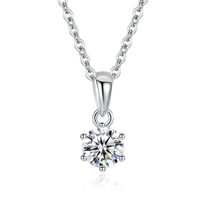 S925 Sterling Silver Moissanite Pendant Necklace Classic Clavicle Design for Gift Engagement Silver Plated 925 Sterling Silver