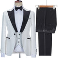 2023 New Office Suit Berm Barge Collar Black Champagne One Button Jacket Pants 3 Pieces Latest Groomsmen Suits With Trace MMA403