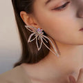 Europe Hot Selling Butterfly Shape Crystal Exaggerated Stud Earrings Colorful Rhinestone Large Butterfly Stud Earrings Jewelry