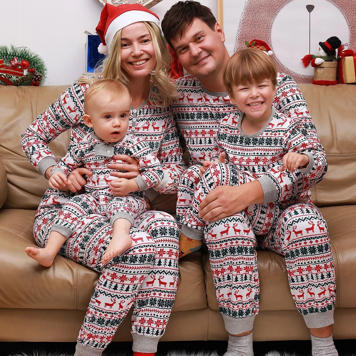 High Quality New Product Christmas Style Long Sleeve Family Xmas Pajamas