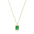AA00538 Gold Plated Zircon Necklace Retro Stainless Steel Square Multi Color Zircon Necklace Jewelry for Women
