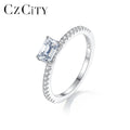 CZCITY 0.6CT Gra Certified Eternity Female Jewelry Silver Mossinate Vintage Antique Wedding Ring Moissanite