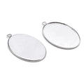 Stainless Steel Blank Serrate Bezel Oval Pendant Tray With Loop Gemstone Base Tray for Necklace Jewelry Making Supplies