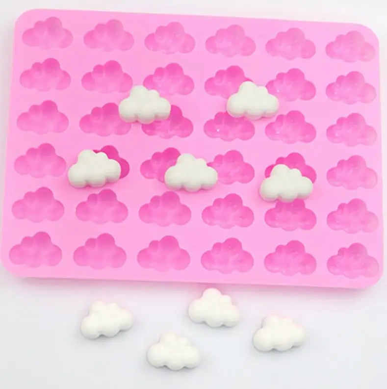 3D Pink Silicone Soft Cloud Baking Molds Lollipop Moulds Jelly Molds for Kid 36 Holes