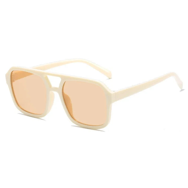 New Arrival Top Seller Trending Sun Glasses Custom logo Double Bridge Plastic Oversized Yellow Tinted Aviation Sunglasses