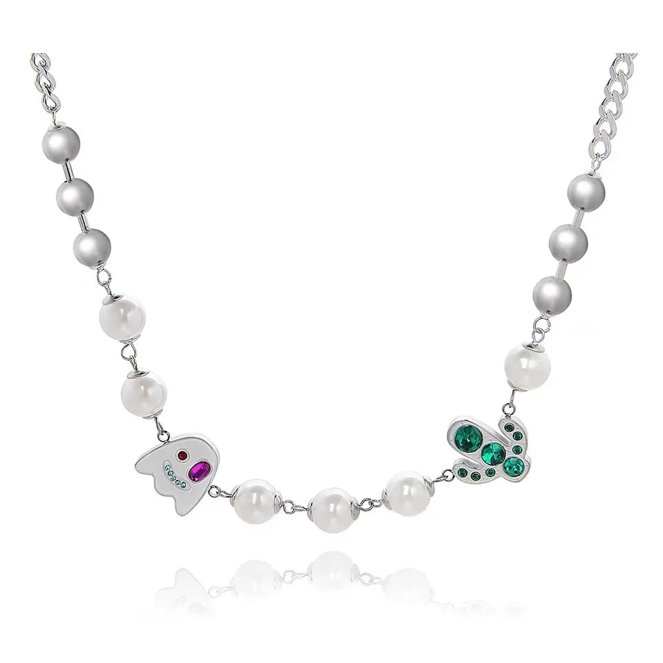2025 Multilayer Stainless Steel Necklace Design Jewelry Colorful Rhinestone Necklace Pearls for Women's Gift