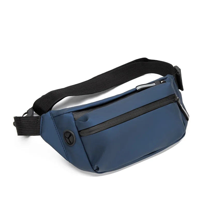 Large Capacity Men's Waist Bag Simple Fashionable Front Satchel Single Shoulder to Hip for Leisure and Everyday Use