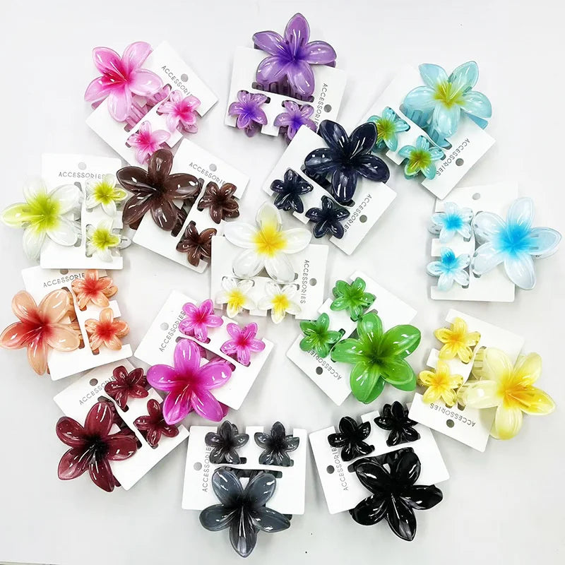 Hot Selling Egg Flower Hair Clip Set Gradient Color Combo Flower Hair Claw Fashion Vacation Hair Accessories for Daily Use