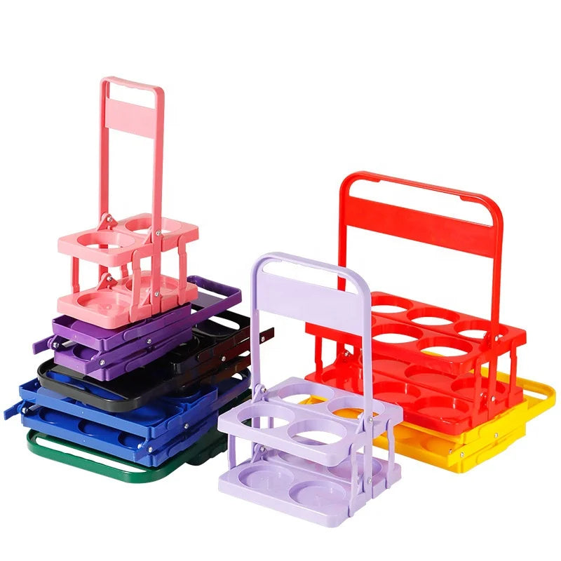 Portable Plastic Foldable Six Pack Bottle Carrier for Beer Beverage Baskets 2 Bottle Wine Carrier