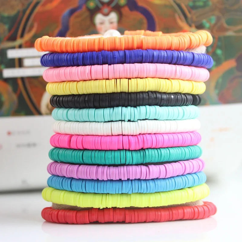 European American Beach Bohemian Wrap Bracelet Hot Selling Bead Stretch Bracelet Sweet Color Clay Beads for Bracelet Making