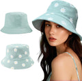 Unisex Daisy Print Double Side Wear Reversible Bucket Hat for Women Men Sun Beach Fisherman Hats