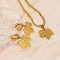 Nabest Stainless Steel Women Maple Leaf Pendant Necklace Earring Jewelry Set Waterproof 18K Gold Plated Jewelry Kits