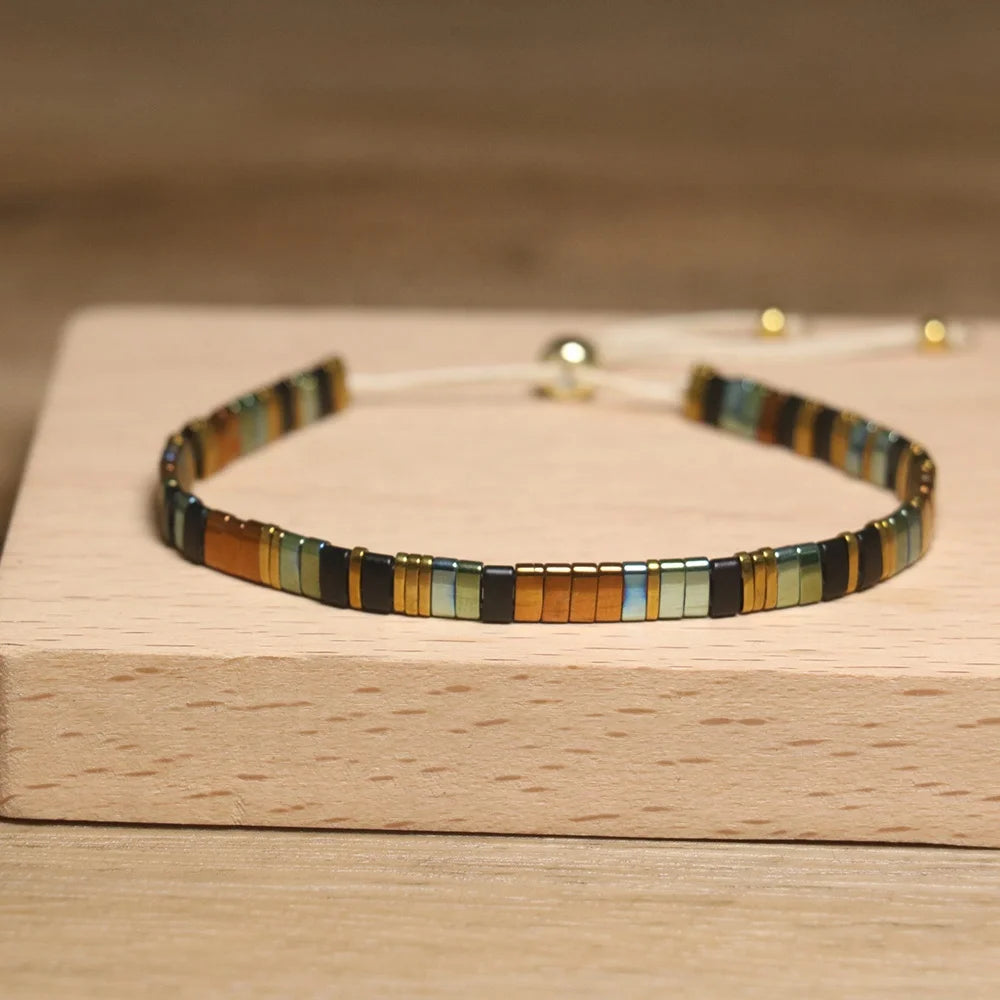 Elegant Vintage Tila Bracelet High Quality Handmade Flat Boho Miyuki Beaded Fashion Adjustable for Vacation New Trendy Style
