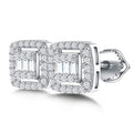 Wholesale Hip Hop Jewelry Square Shape Micro Pave Moissanite 925 Sterling Silver Stud Earrings for Men Women
