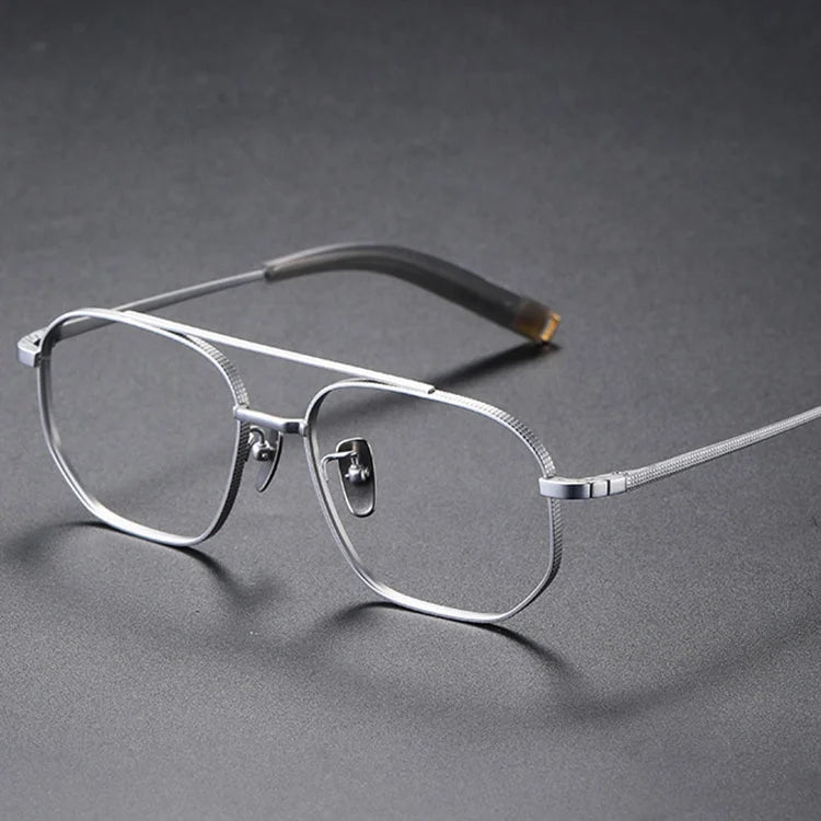 Men's Titanium Optical Glasses Double Bridge Big Size French Eyewear Brands Spectacles Eyeglass Frames Solid Pattern Made China