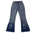 DENIMGUYS Streetwear Fashion Embroidery Applique Woman Y2k Baggy Flared Pants Versatile Casual Denim Moms Jeans