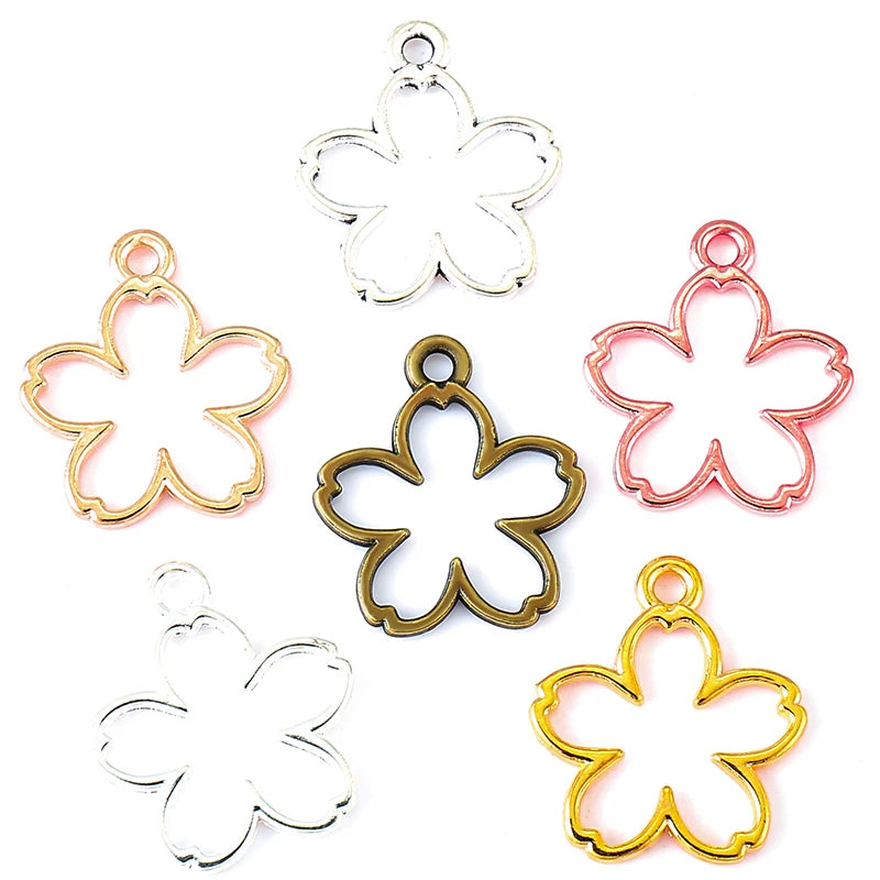 100pcs/bag 6 Colors Petal Flower Charms for Necklaces Bracelet Pendants DIY Jewelry Making Fashion Earrings Accessories 17*15mm