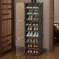 9 Layer Black Plastic Shoe Rack Convertible and Extendable for Home Furniture in Living Room or Warehouse
