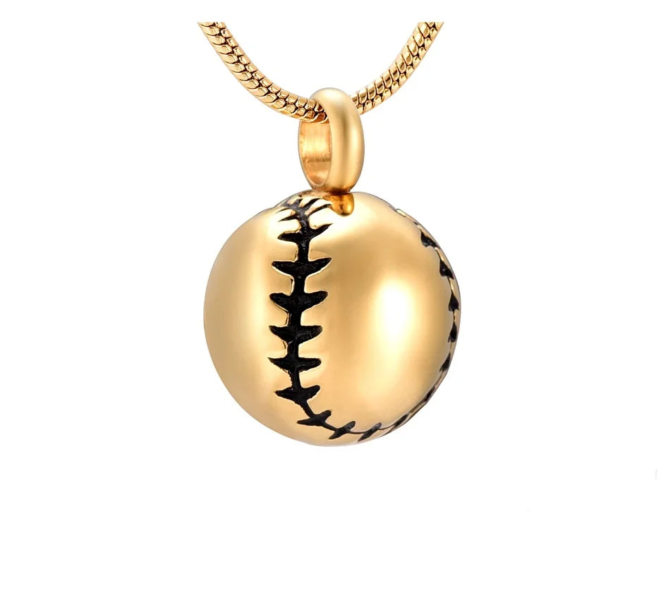 Stainless Steel Memorial Football Jewelry Ashes Keepsake Gold Color Pendant Holder Ball Cremation Urn Necklace Container Jar