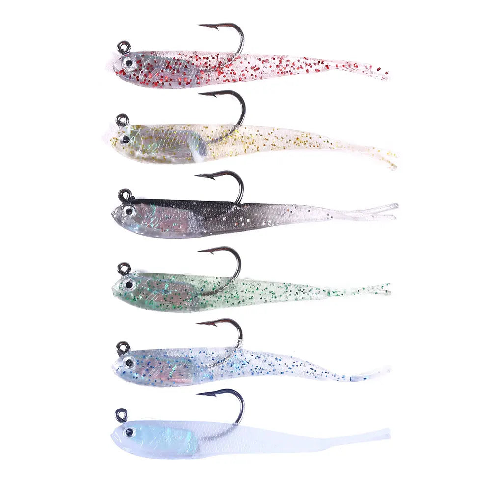 Hengjia Soft Worm Lure 7cm 5.5g Softbait Colorful Glitter Worm Flat Paddle Tail Soft Plastic Fishing Lures
