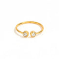 Joolim High End 18K Gold Plated Stainless Steel Lines Double Dainty Zirconia Open Rings for Women Finger Ring Wholesale MegaBDM