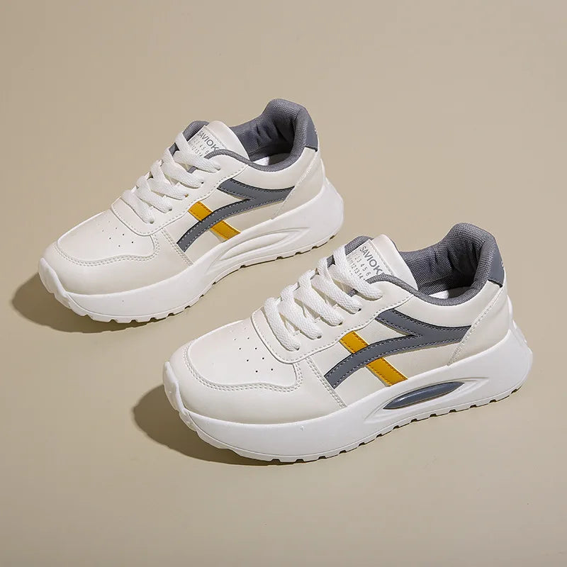 Lady PU Leather Platform Sports Sneakers Fashion Casual Walking & Running Trainers Tenis De Mujer for Women Summer Style