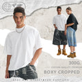 300Gsm Blank 100% Cotton Cropped Boxy Tshirt Oversized Drop Shoulder Men's Heavyweight T-shirt High Quality T Shirt for Men