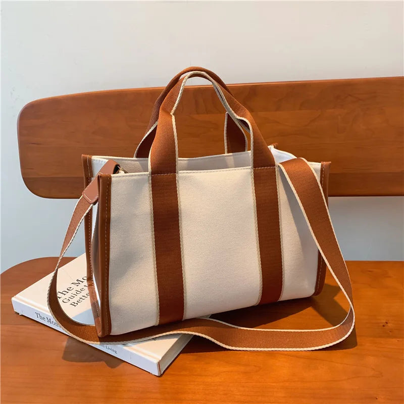 Stripe Shopping Bags for Women Crossbody Mujer Fashion Shoulder Bags Large Capacity Grocery Totebags Korean Style Cute Tote Bags