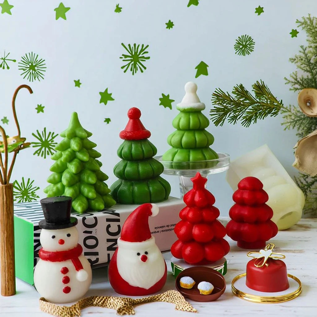 Christmas Tree Silicone Candle Mold Snowman Silicone Mold Santa Claus Mold DIY Aromatherapy Candle Making