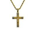 Wholesale Religious Jewelry Accessories Stainless Steel Gold Plated Cross Pendant Necklace Jewelry