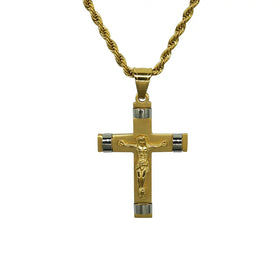 Wholesale Religious Jewelry Accessories Stainless Steel Gold Plated Cross Pendant Necklace Jewelry