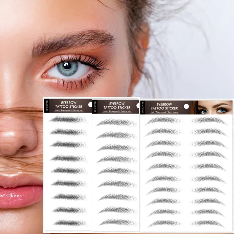 Hot Selling Women Popular Waterproof Tattoo Sticker Cosmetic Face Makeup Temporary 6D 4D 3D Eyebrow Tattoo Stickers
