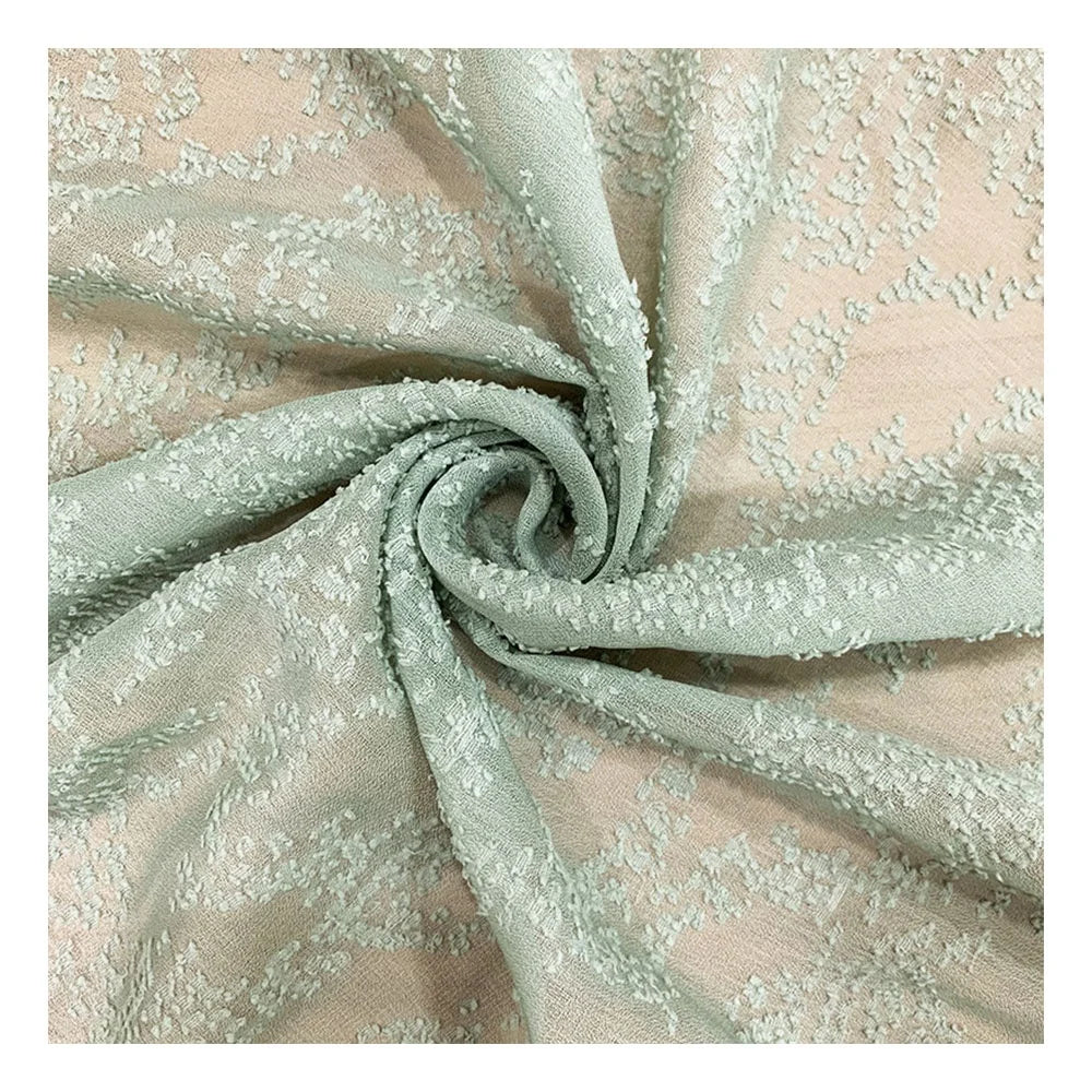 Eco-friendly Pearl Chiffon Polyester Fabric Jacquard Cut Flower Soft Hemp Imitation Hemp Dot Chiffon Fabric Dresses Clothing