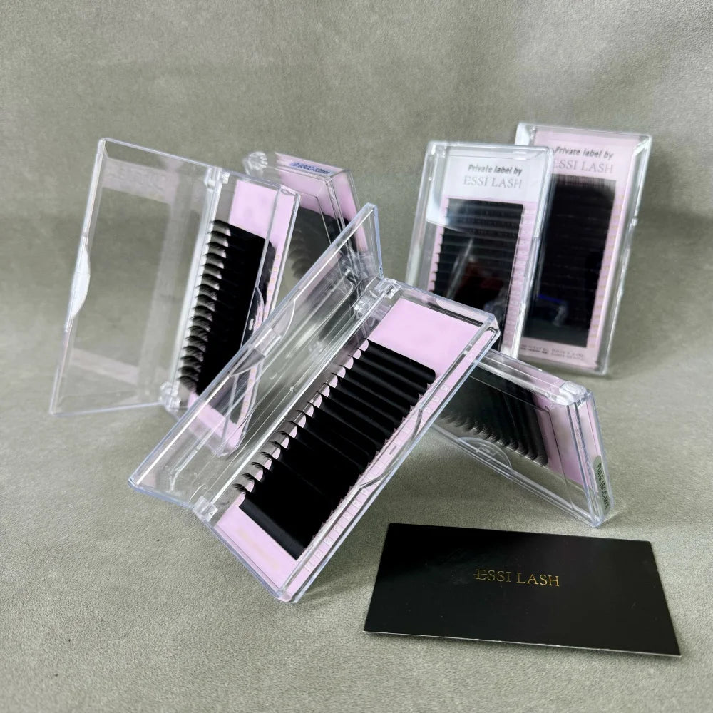 Cashmere Lash Extensions Tray Fluffy Soft Luxury Lash Extensions Private Label  Dark Matte Eyelashes