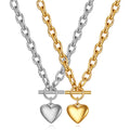 Adjustable Stainless Steel OT Clasp Heart Pendant Necklace Titanium Steel Heart Necklace for Women Jewelry