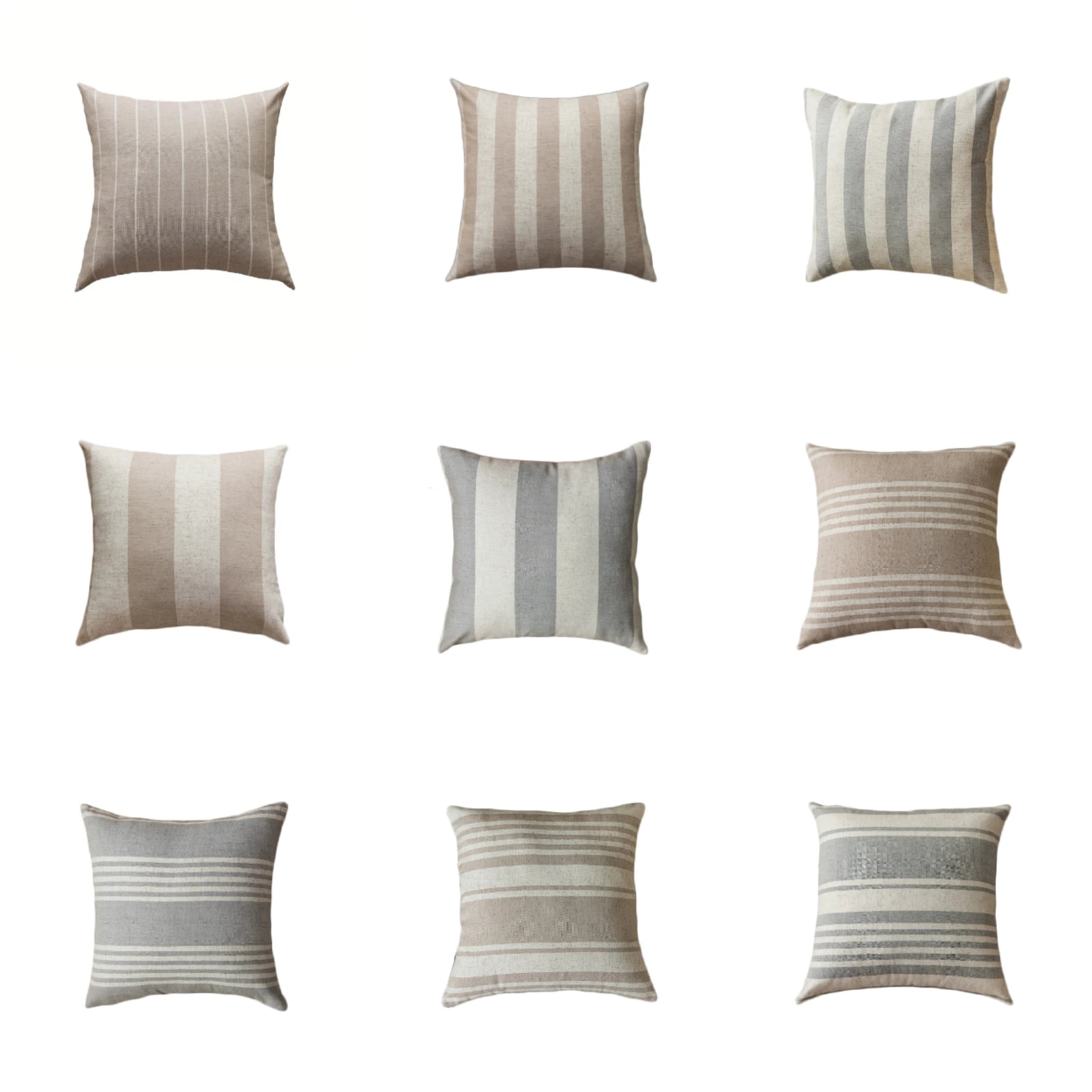 Innermor Daren Striped Linen White Grey Light Coffee Decorative Sofa Couch Cushion Pillow Cover for Hotel Living Room Home Decor