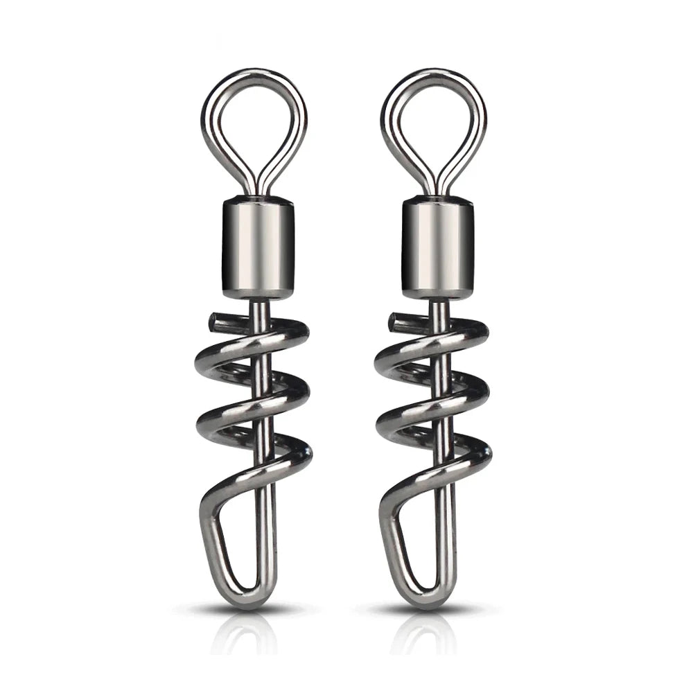Newbility Fishing Stainless Steel Snap Clip Hooks Heavy Duty Rolling Swivel With Screwed Snaps