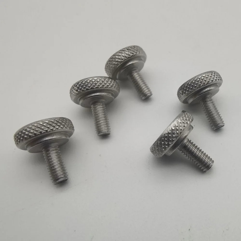 Large Flat Head Step Screws Stainless Steel Slotless Knurled Machine Screws Hand-Tightened Adjustment Bolts Non-Magnetic Metric