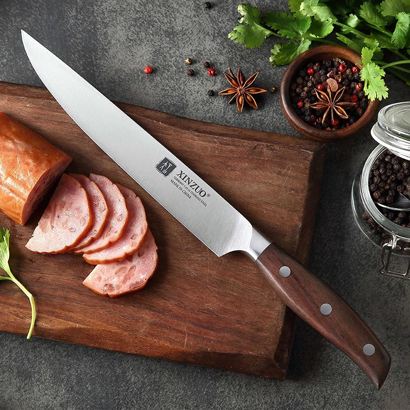 8 Inch Professional Slicing Knife German Stainless Steel 1.4116 Sandal Wood Restaurants Sharp Kitchen Chef Caving Knives MegaBDM