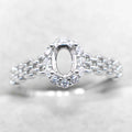Semi Mount Ring 4*6mm Sterling Silver Frame Empty Blank Support Claw Setting S925 Base Holder Without Center Stone for DIY Inlay