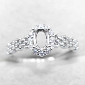 Semi Mount Ring 4*6mm Sterling Silver Frame Empty Blank Support Claw Setting S925 Base Holder Without Center Stone for DIY Inlay