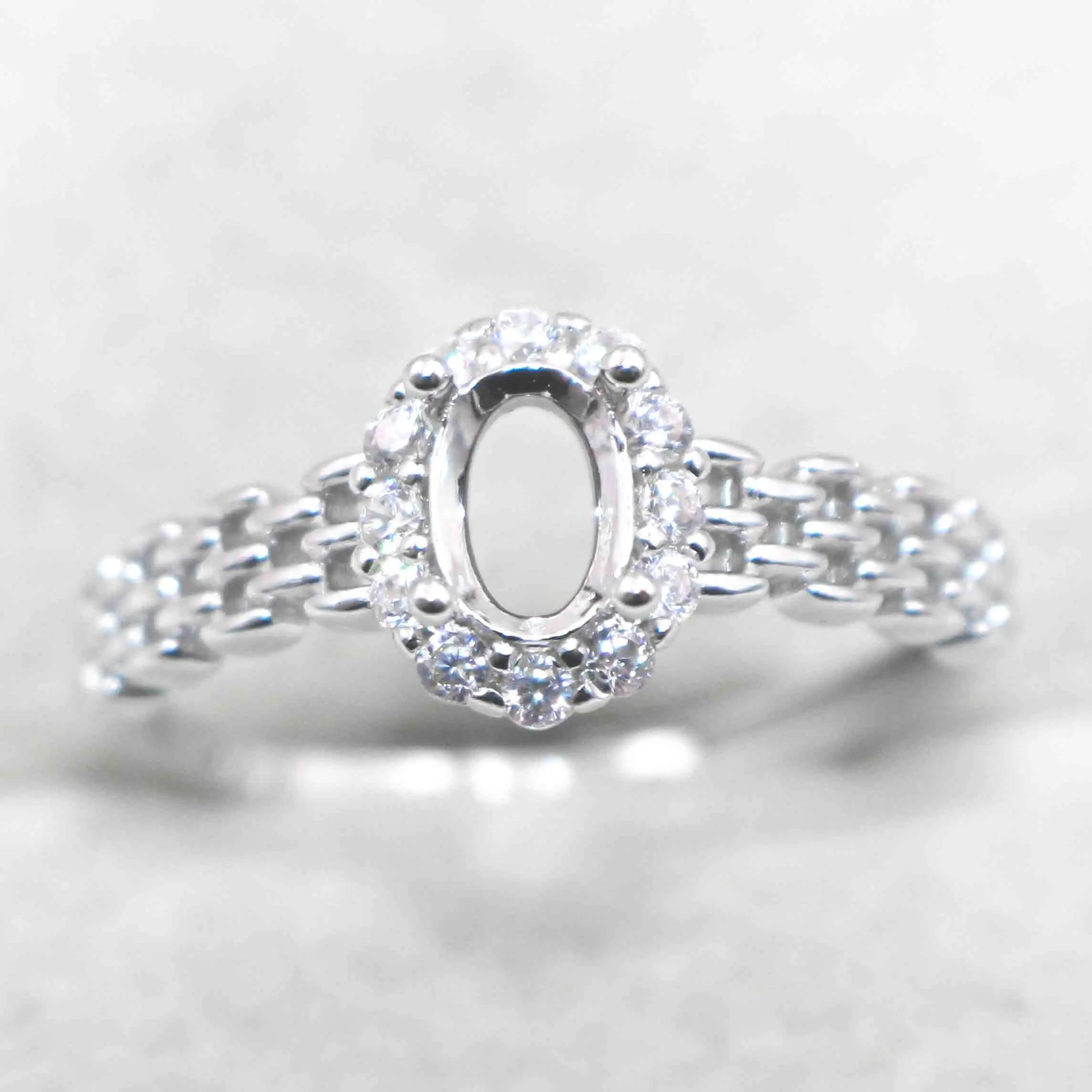 Semi Mount Ring 4*6mm Sterling Silver Frame Empty Blank Support Claw Setting S925 Base Holder Without Center Stone for DIY Inlay