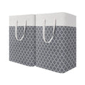 HomeHacks Laundry Baskets Laundry Hamper with Long Handles Collapsible Waterproof Oxford Cloth Stainless Steel Bathroom 75L Grey