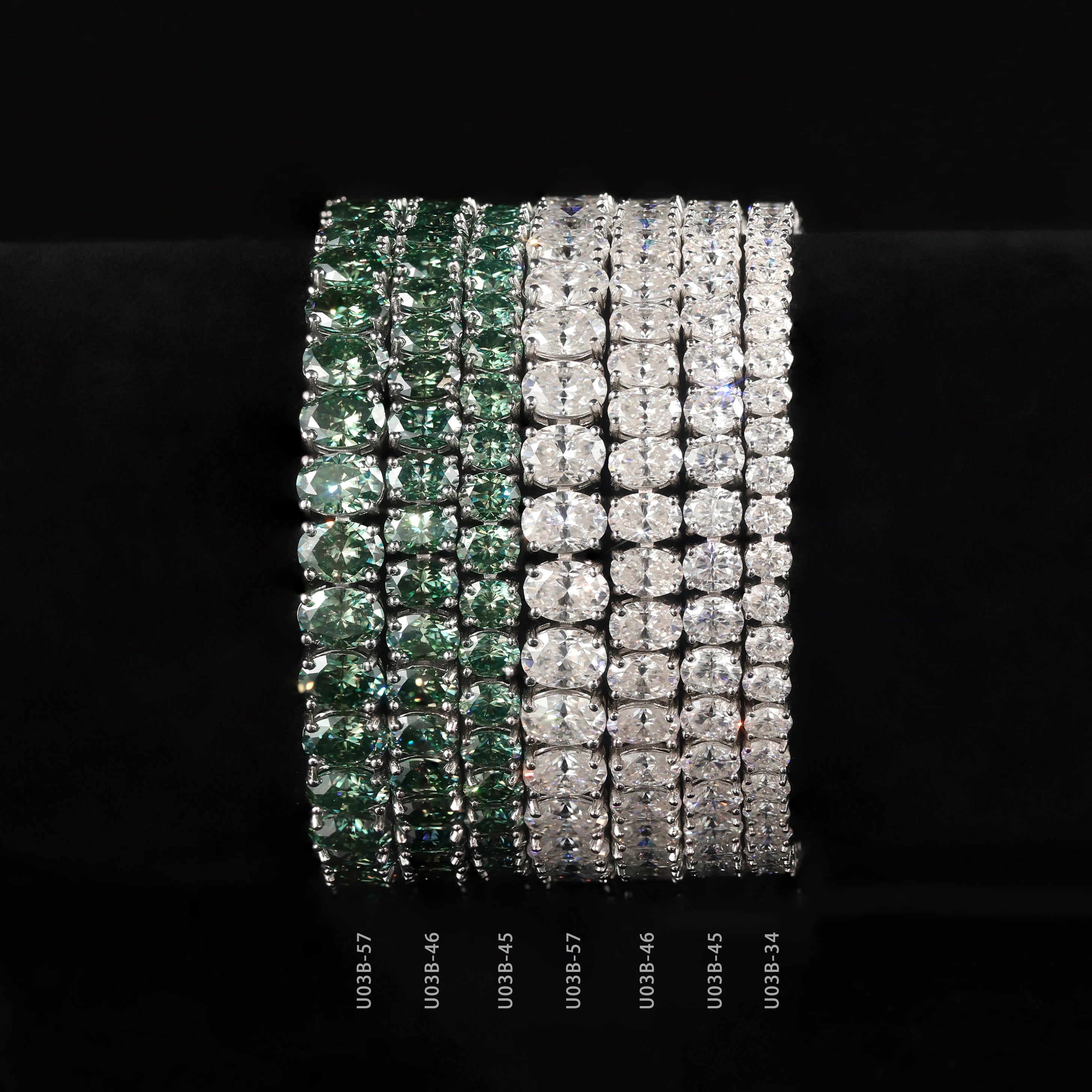 Abiding New Arrival Jewelry Factory Wholesale 925 Silver Oval 4x5mm 4x6mm 5x7mm White Green Moissanite Tennis Chain Bracelet