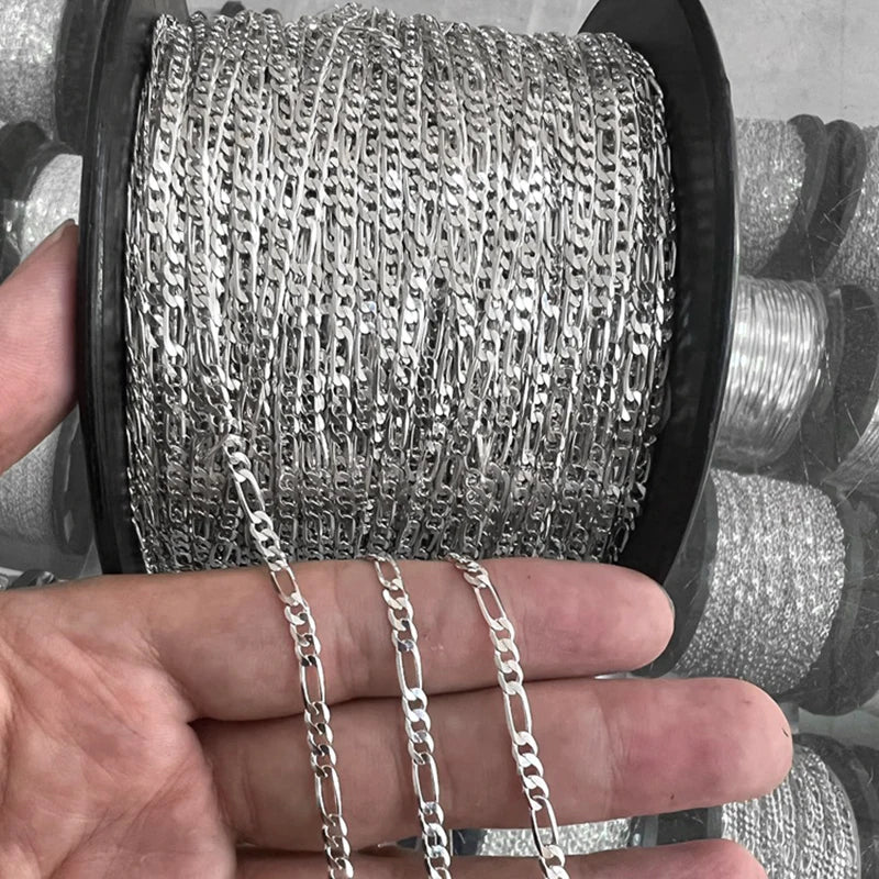 Wholesale 925 Sterling Silver Figaro Chain Roll 3mm Wide for Jewelry Making for Necklace Creation