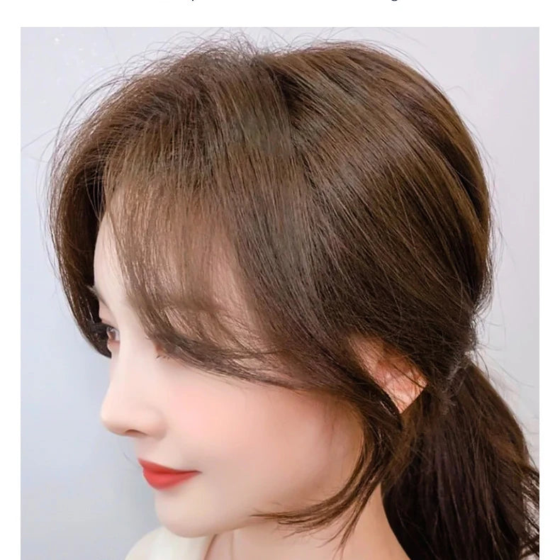 BMEIYI Human Hair Bangs Clip on Fringed Clips Forehead Hair Natural Looking Daily Party Use for Women Natural Hairpieces