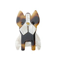 Customized Funny Cute Pet Resin Brooch Amber Creamy White Acrylic Long Ears Dobermann Dog Brooches and Pins for Party