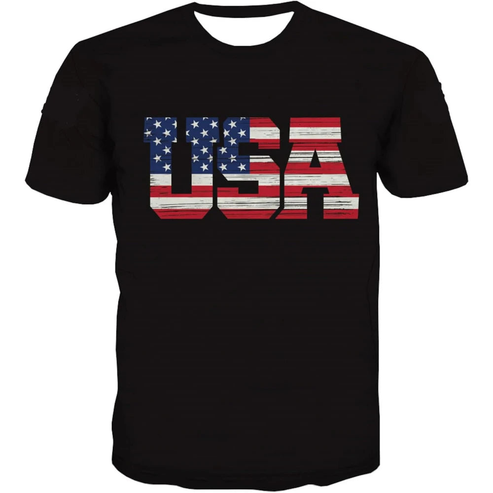 Fitspi American Flag T Shirt Men July 4th Patriotic Usa Stars and Stripes T-shirt Wholesale