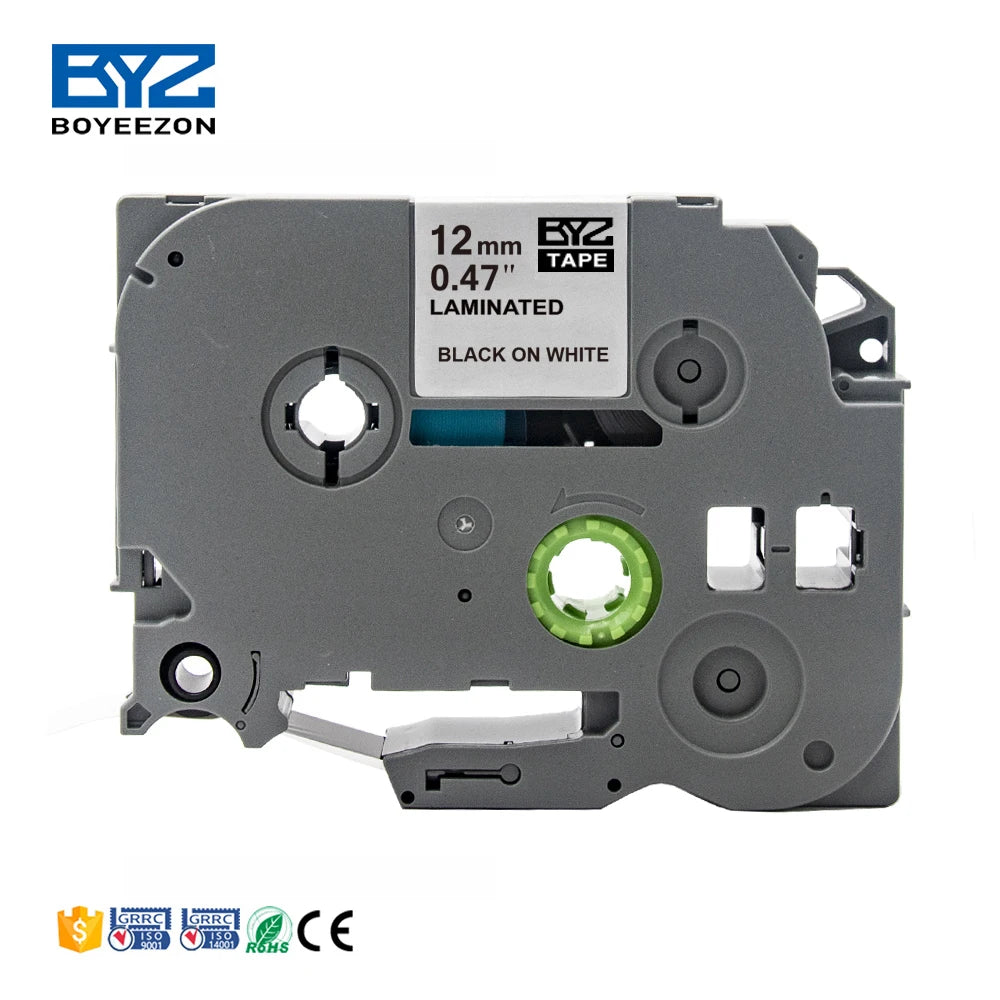 For Brother P-Touch Label Tape 12mm Compatible with TZc231 TZc 231 TZe231 TZe 231 Black on White for Printer