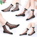 Wholesale Women Crew Socks Summer Breathable Fashion Thin Transparent Socks Flower Rose Cute Very Cheap Socks